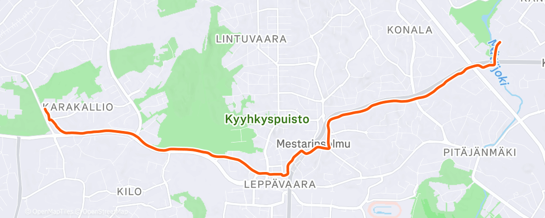 Map of the activity, Evening Ride