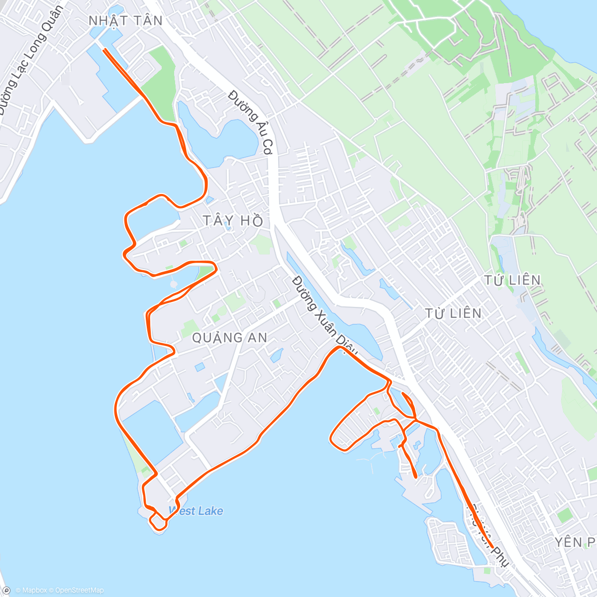 Map of the activity, Tay ho lakeside ride