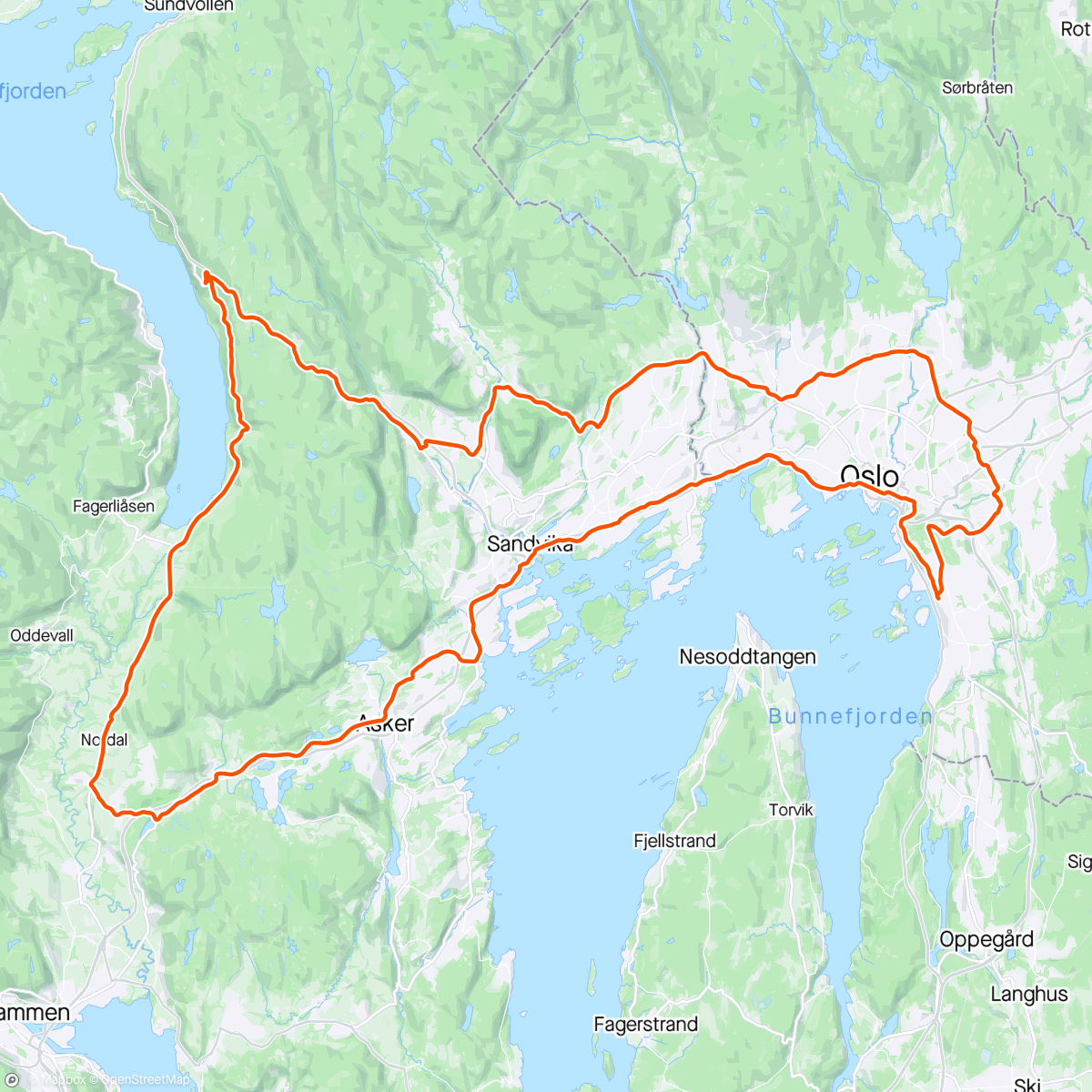 アクティビティ「Bærumsrunden」の地図