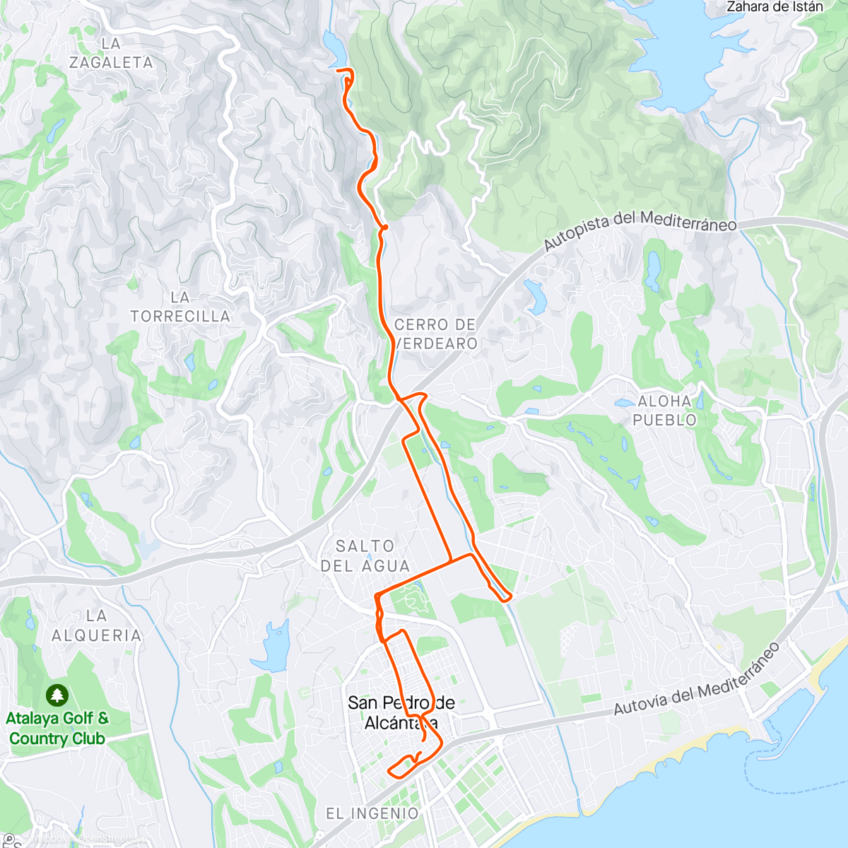Map of the activity, Bicicleta al anochecer