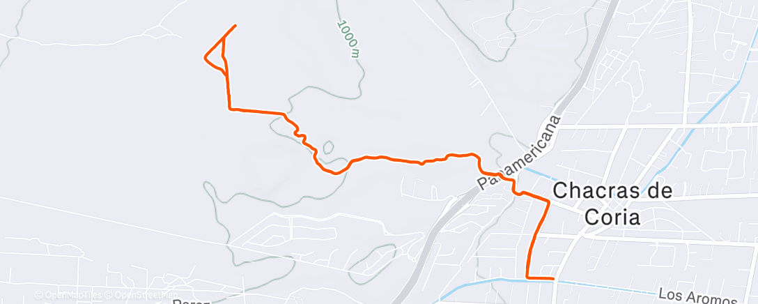 Map of the activity, Carrera de montaña a la tarde
