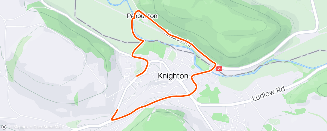 Karte der Aktivität „Last run before Ludlow Parkrun on Saturday.”