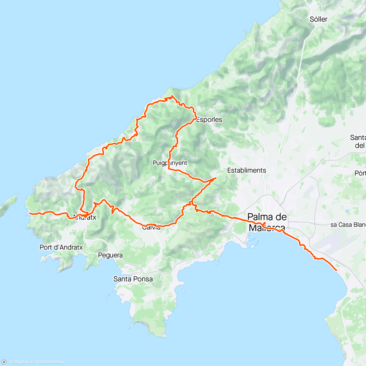 Map of the activity, Sant Elm - Esporles