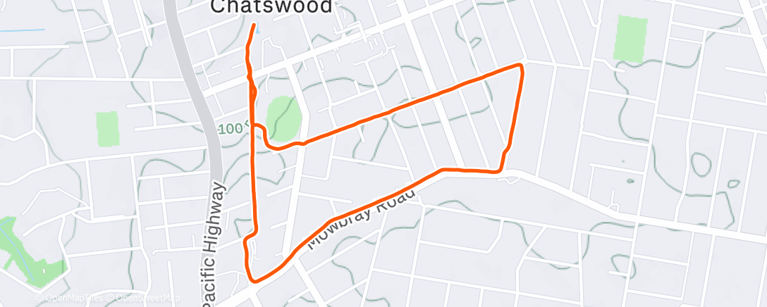 Map of the activity, Evening Run