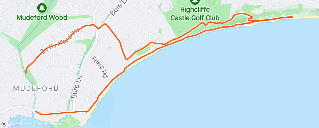 Map of the activity, Mudeford Holiday Run - longer section on deep sand dunes felt more like wading than running! 🏖️ 🏃🏻 🏃🏼‍♀️
