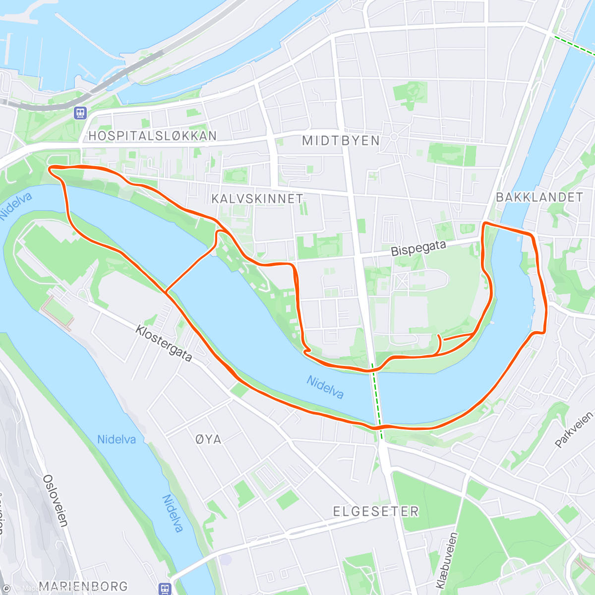 Map of the activity, Nidelvjogg med Andy🤘🏃‍♀️