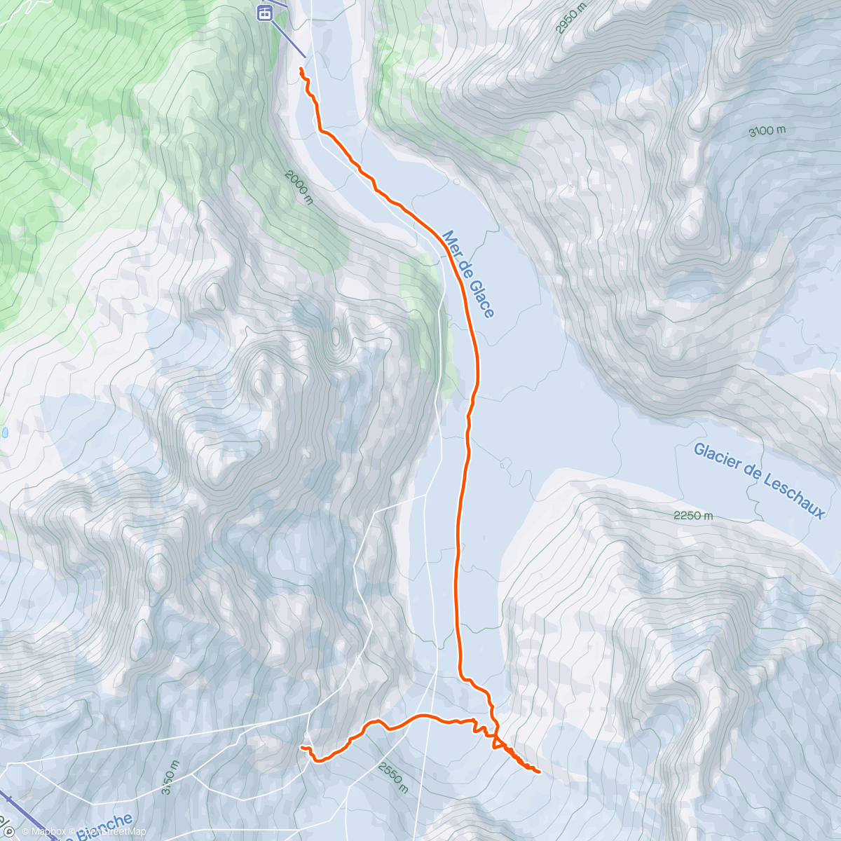 アクティビティ「Valleé Blanche & Périades Glacier」の地図