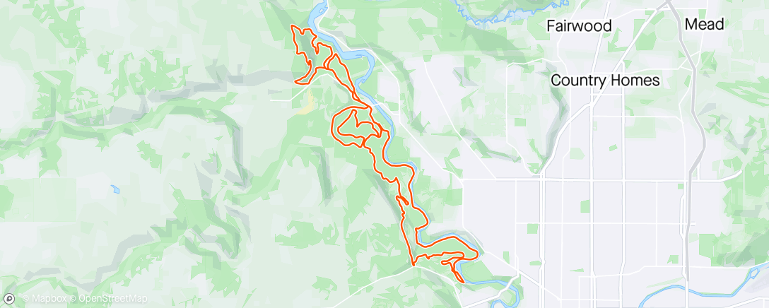 Карта физической активности (Spokane river run 50k)