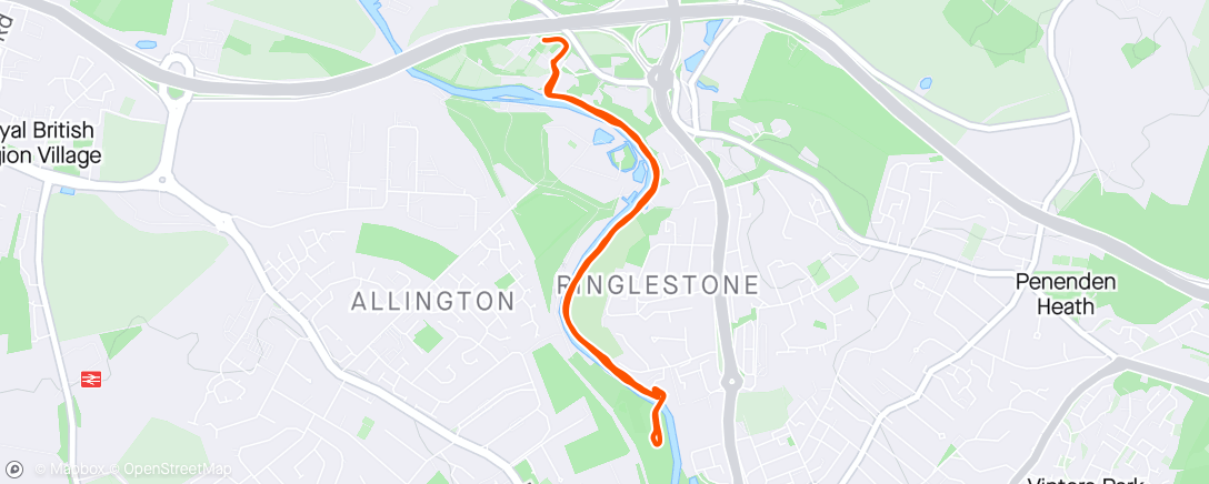 Map of the activity, Maidstone Riverside Parkrun 🧡