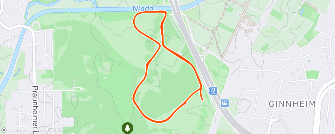 Map of the activity, Nidda parkrun