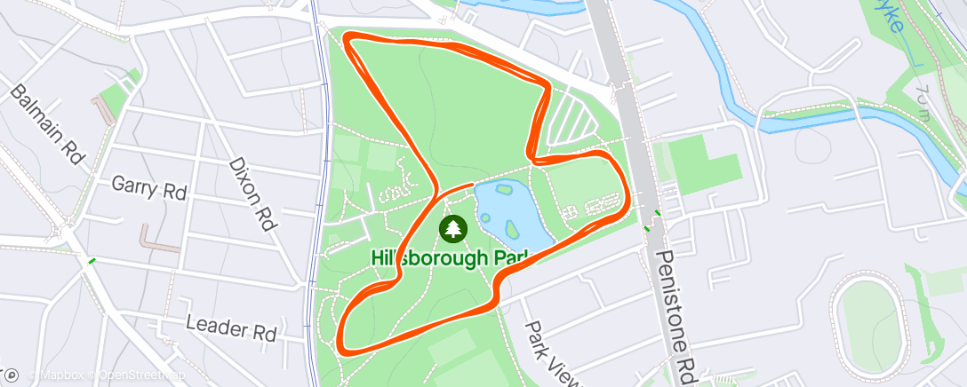 Map of the activity, Hillsborough parkrun