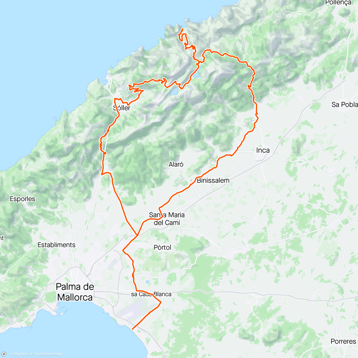 Map of the activity, Mallorca day 5 - Sa Calobra