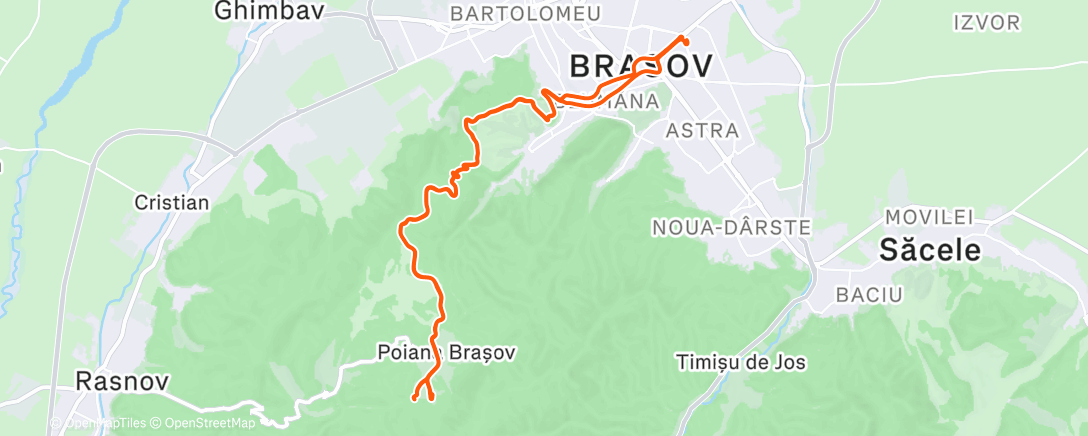 Map of the activity, Brașov - Poiana Brașov - Brașov