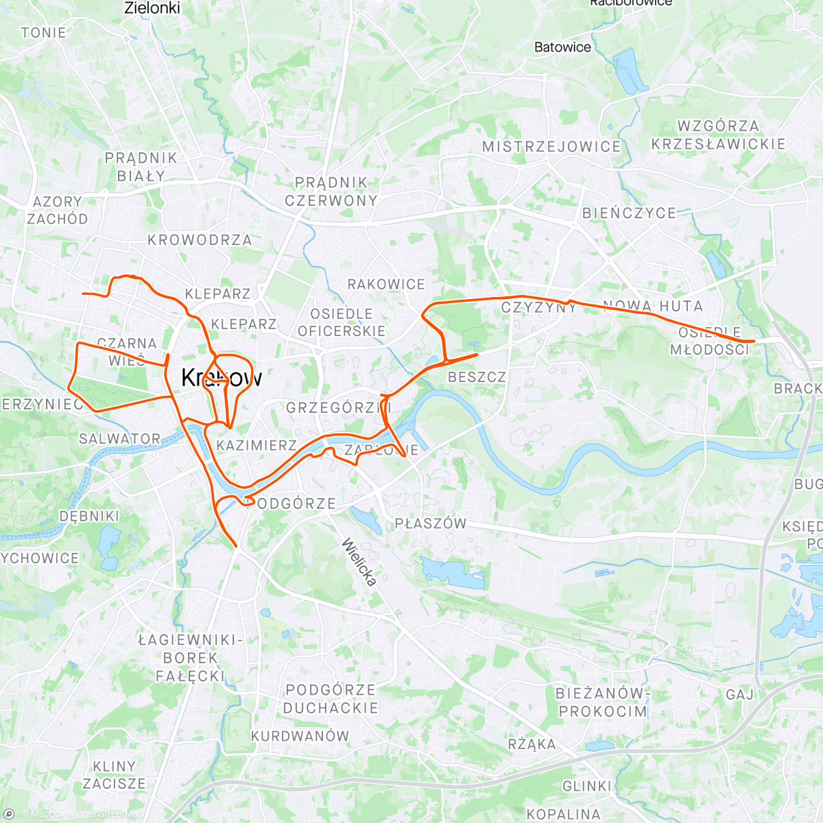 Map of the activity, Cracovia Maraton, czyli 42km na 42 lata Macieja Run :D
