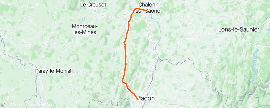 Mapa da atividade, Mâcon , Chalon sur Saône par la voie verte