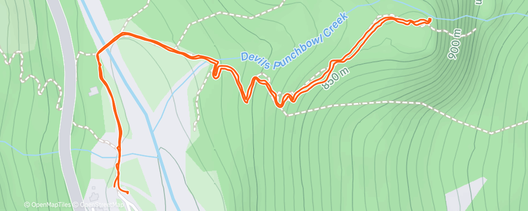 Map of the activity, Devil’s Punchbowl Waterfall