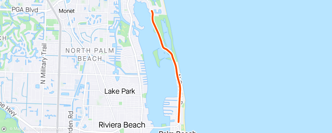 Map of the activity, Monday Morning Run