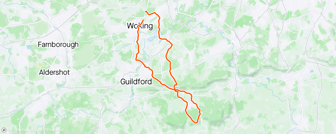 Map of the activity, Peaslake Ride