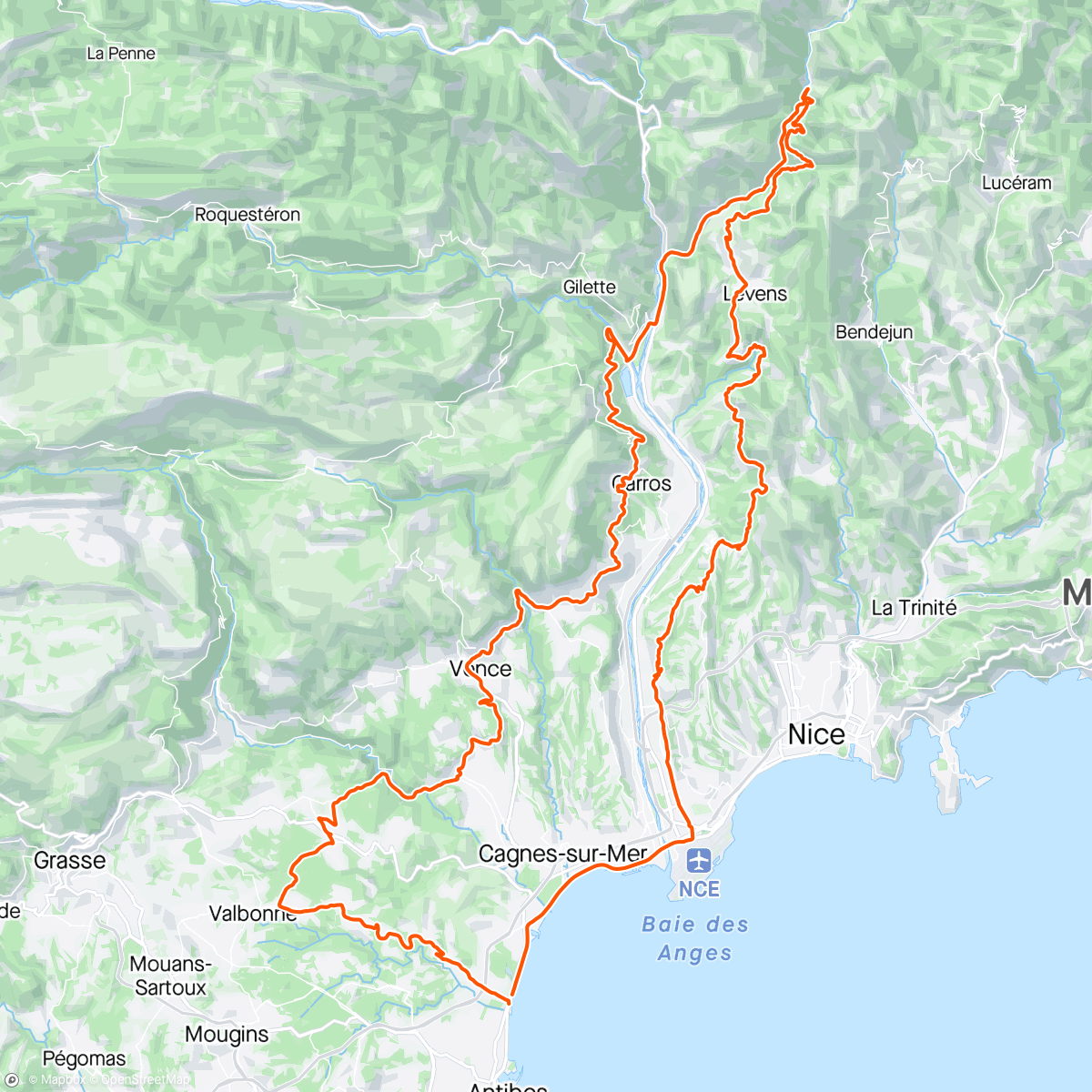 Mapa da atividade, RR Cote Azur#6 
Gorge de la Vesubie