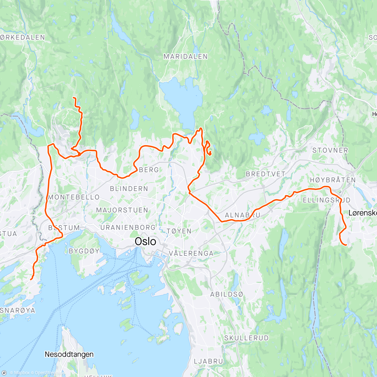 Map of the activity, Rundt Oslo. Hjem fra cup