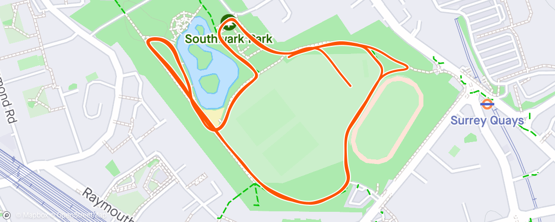 Mappa dell'attività Southwark parkrun