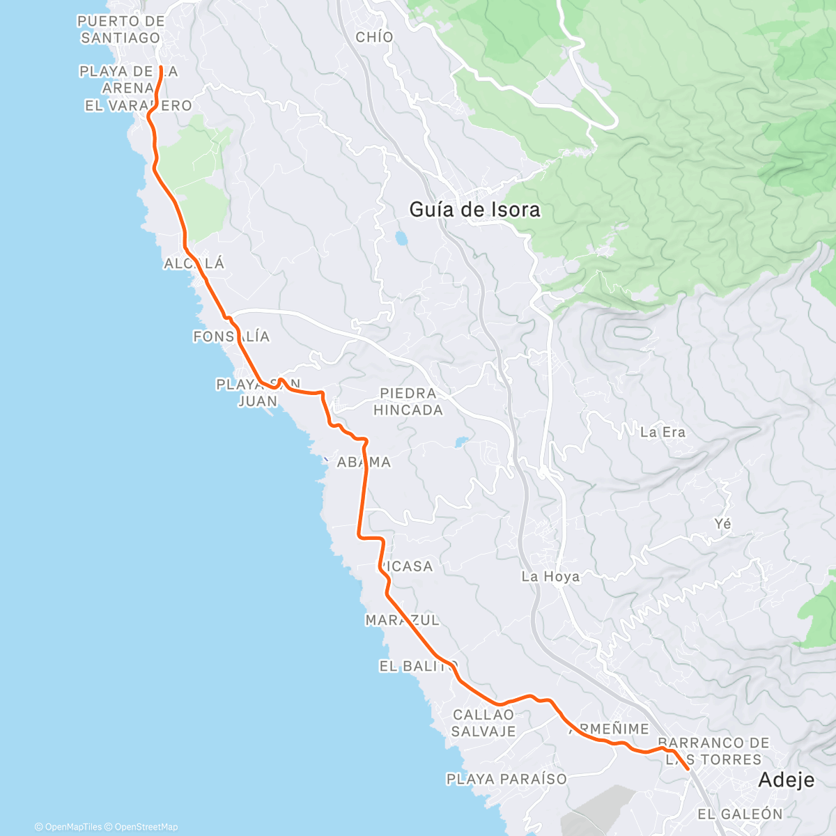 Mappa dell'attività ROUVY - Los Gigantes | Tenerife