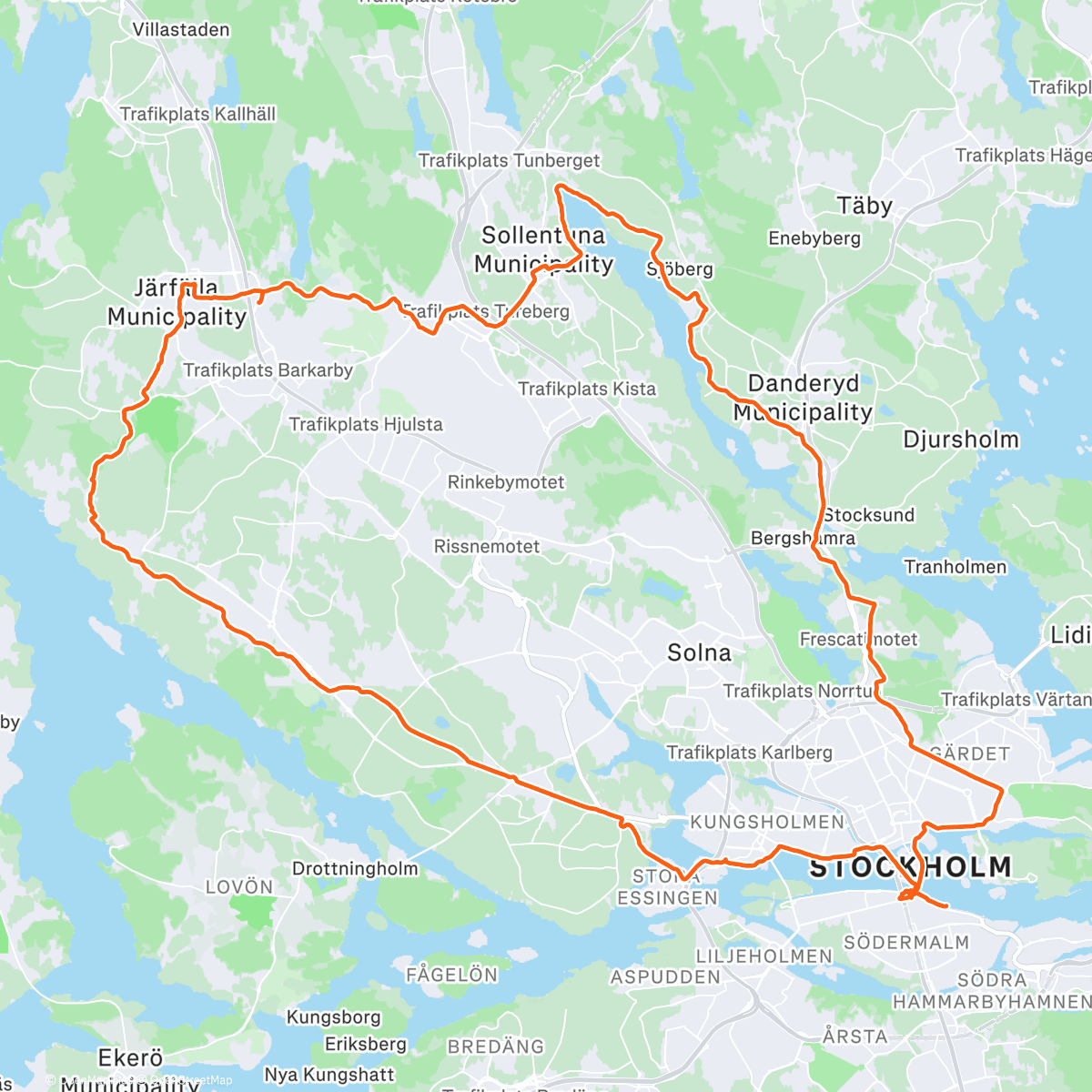 Map of the activity, Årets sista långpass = årets längsta springpass