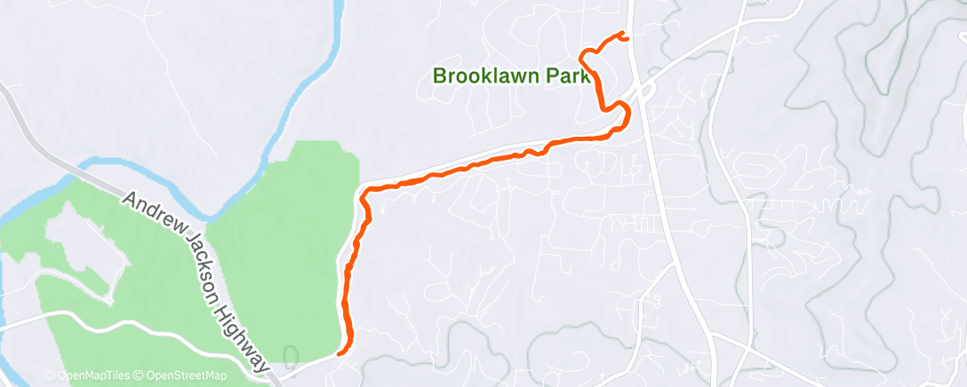 Map of the activity, Afternoon Run