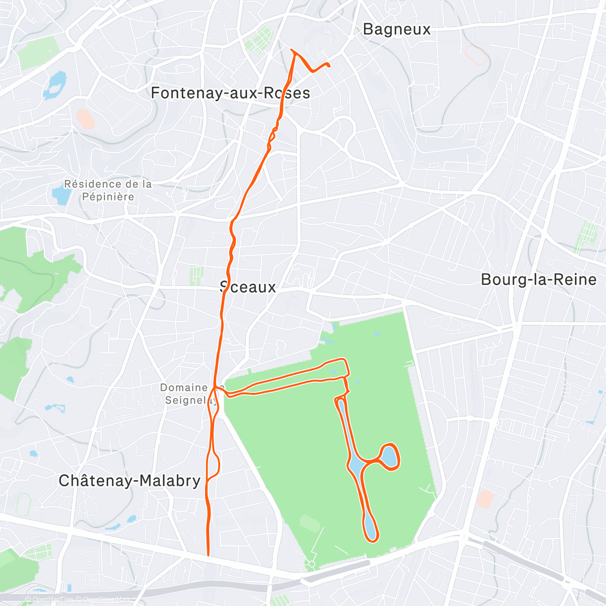 Map of the activity, Coulée verte & Parc de Sceaux