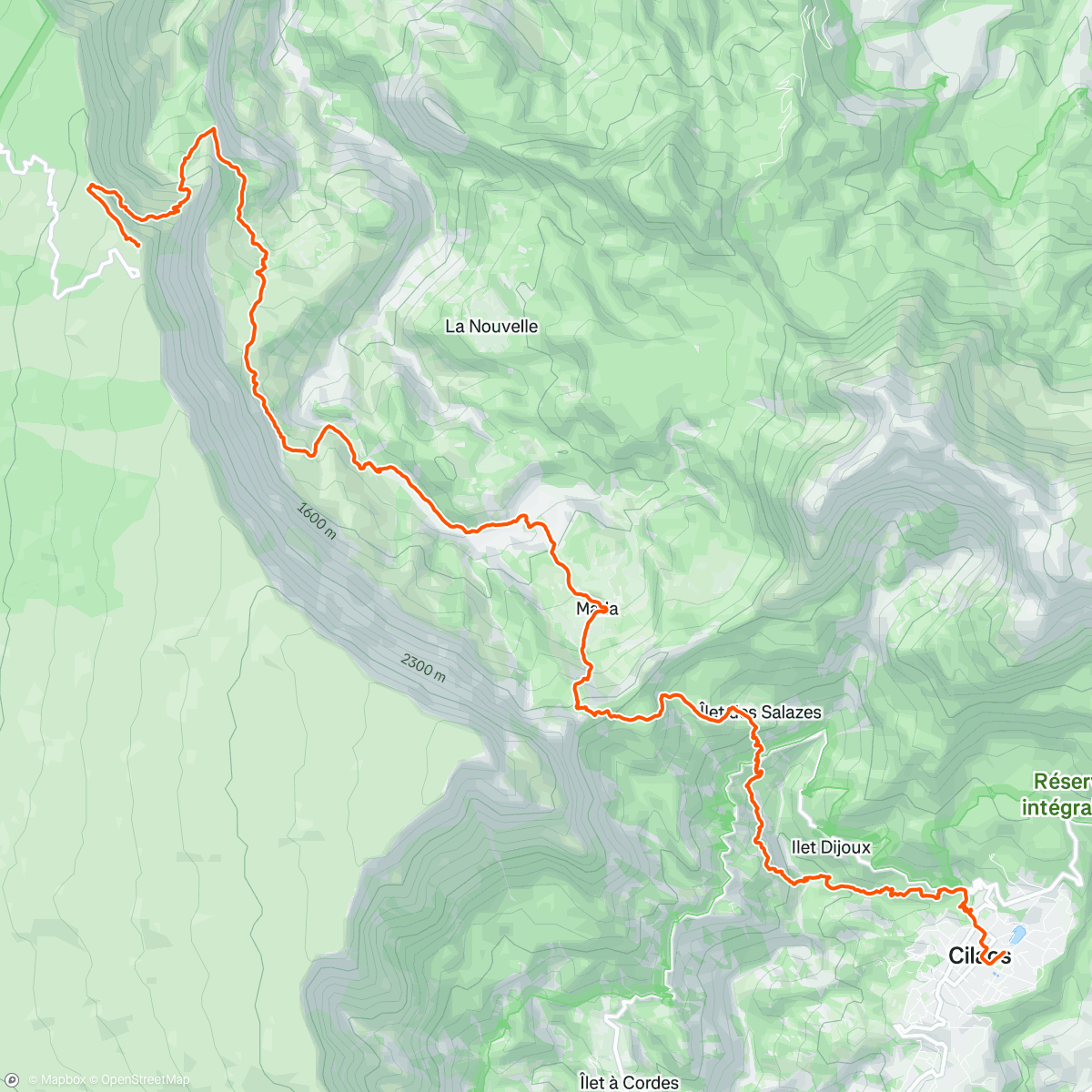 Map of the activity, Belvédère du Maïdo to our Cilaos Airbnb - Reunion Island