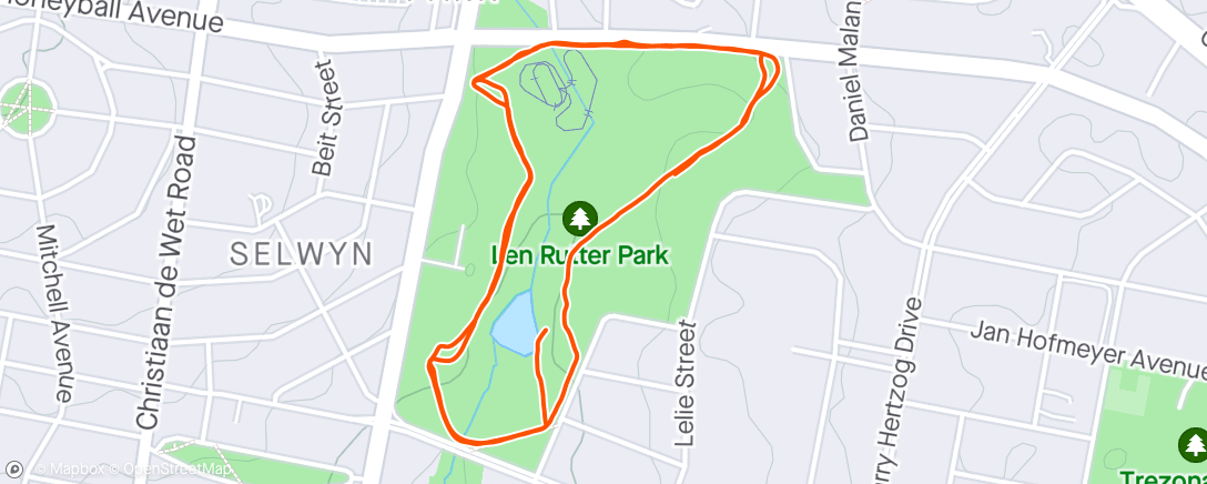 Map of the activity, Roodepoort Parkrun