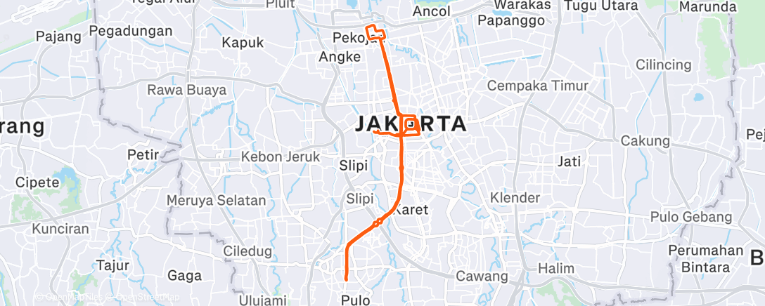 Map of the activity, Birthday Run 46km bersama Tim Support