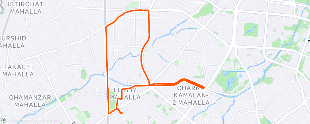 Map of the activity, Evening Run