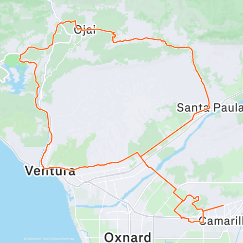 Ojai Loop 122.4 km Road Cycling Route on Strava