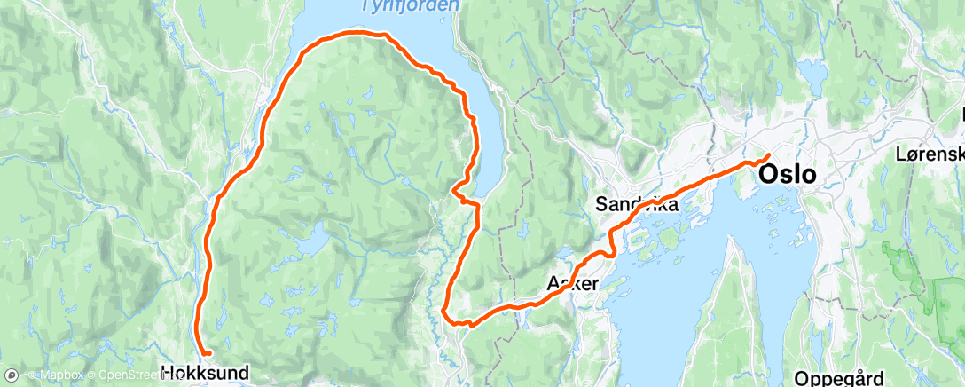 Map of the activity, Oslo Vikersund Hokksund