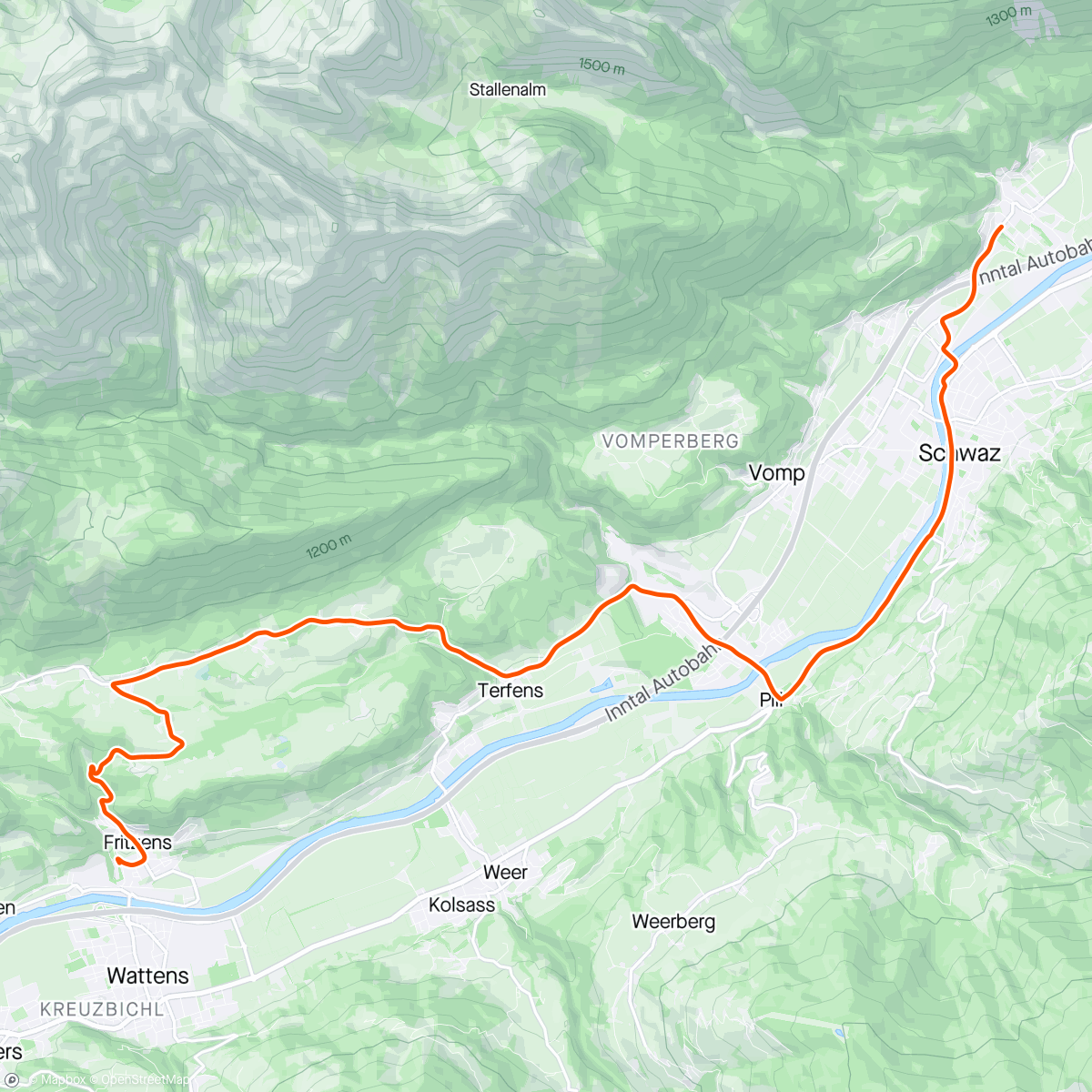 アクティビティ「ROUVY - Tour of the Alps 2024 | Stage 2 - Stans」の地図
