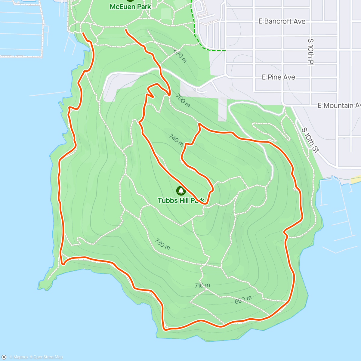 Map of the activity, Tubbs Hill