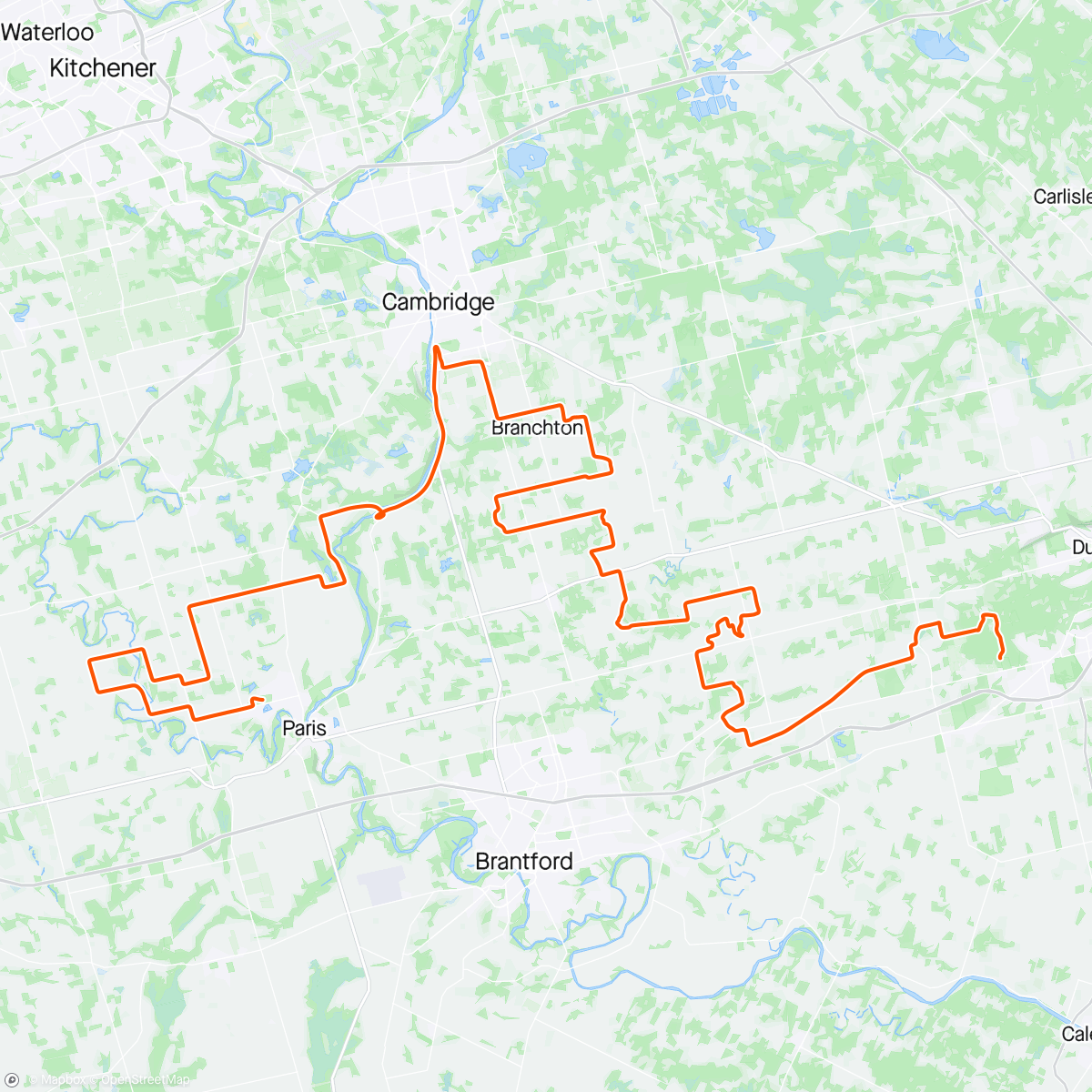 Map of the activity, Paris To Ancaster Cento