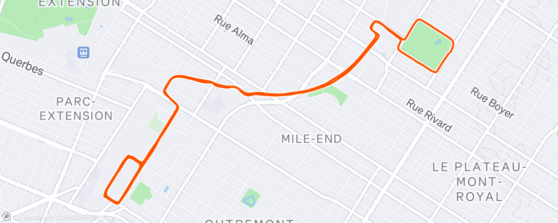 Map of the activity, Course à pied dans l'après-midi