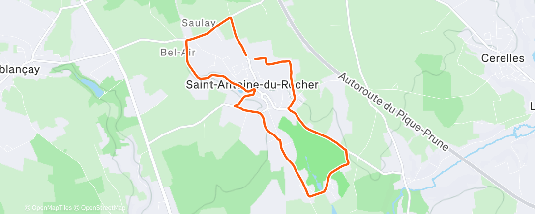 Map of the activity, Course à pied le matin