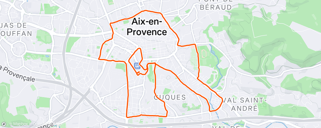 Map of the activity, Course à pied en soirée