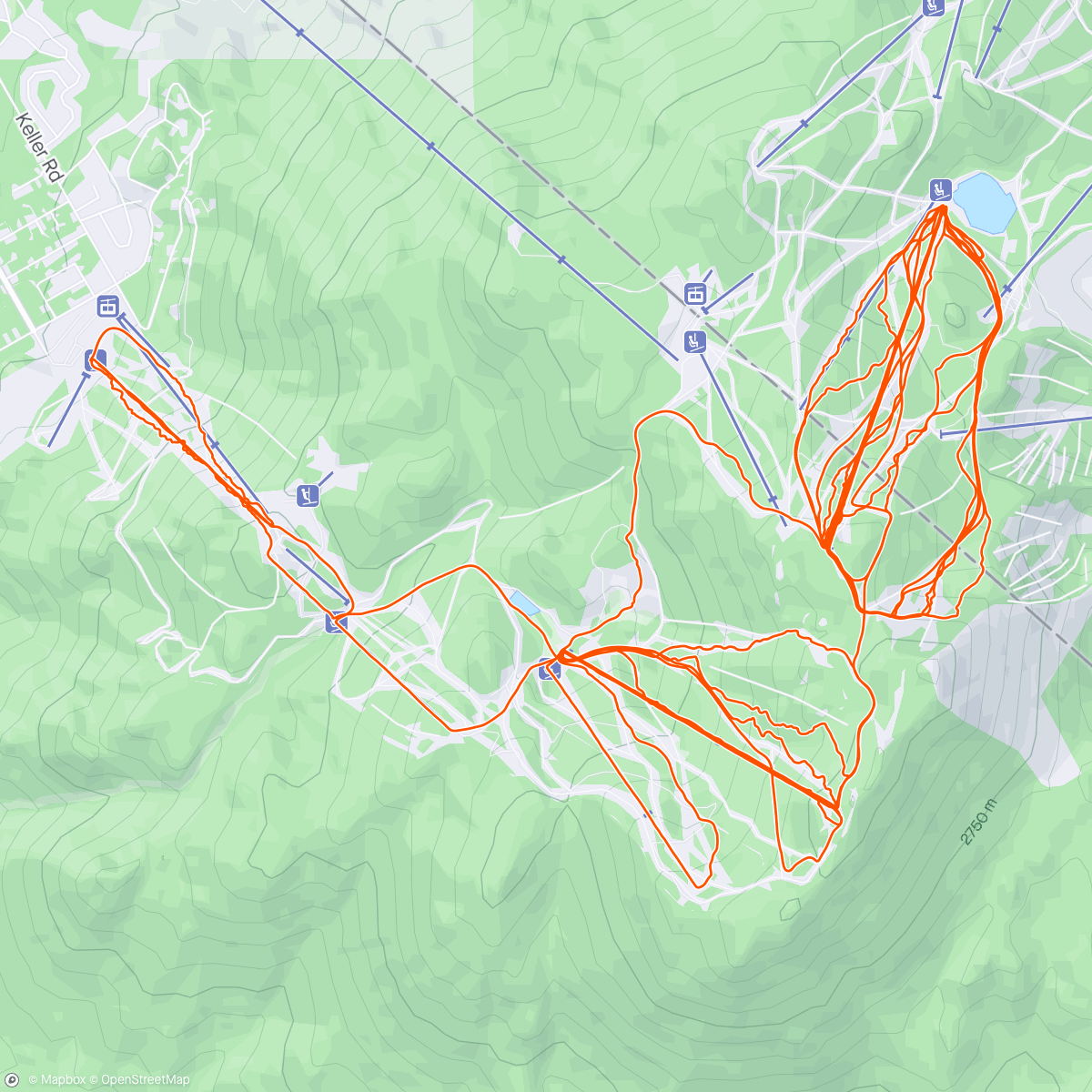 Map of the activity, Day 21: Closing day at Heavenly