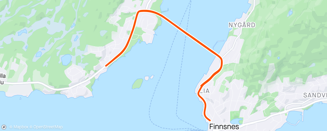 Map of the activity, Nice and easy etter 90 min i går