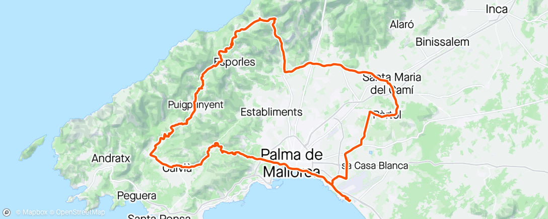 Map of the activity, Mallorca dag 6, søndag. Bakkerunden til Valdemossa.