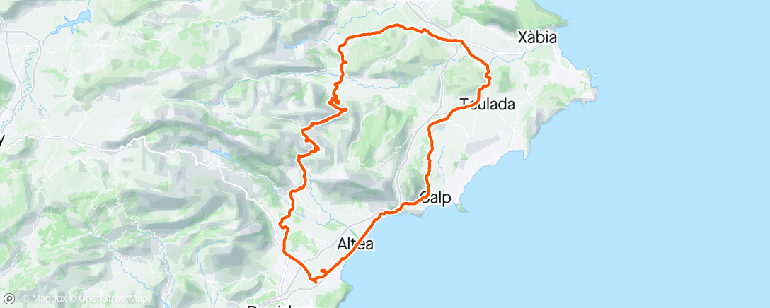 Mapa da atividade, Alfaz del Pi, solotur på over 100 km den 1.mai😊