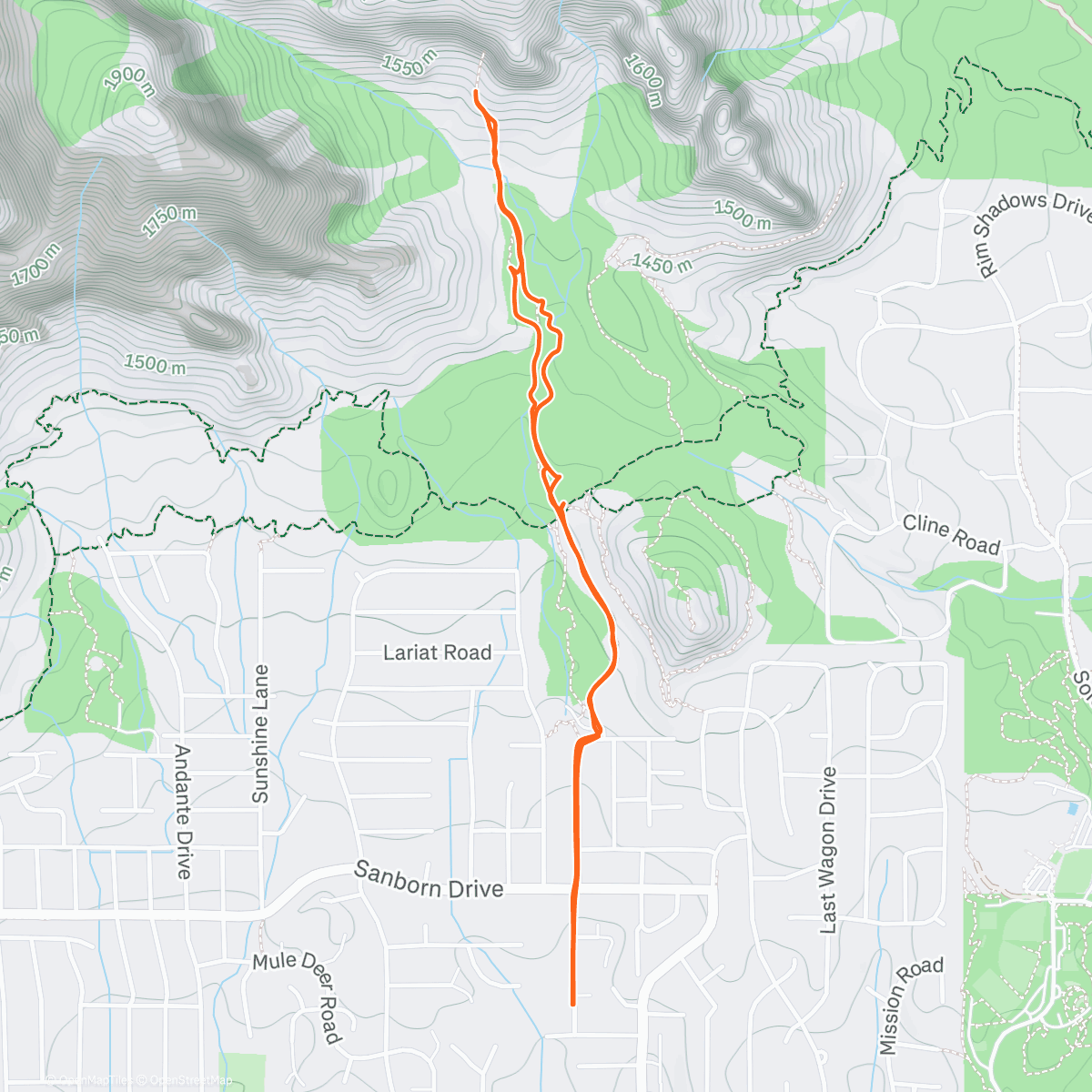 Map of the activity, sunrise trails