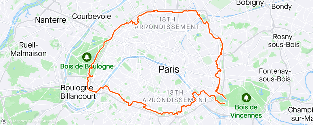 Map of the activity, GR 75 : Tour de Paris