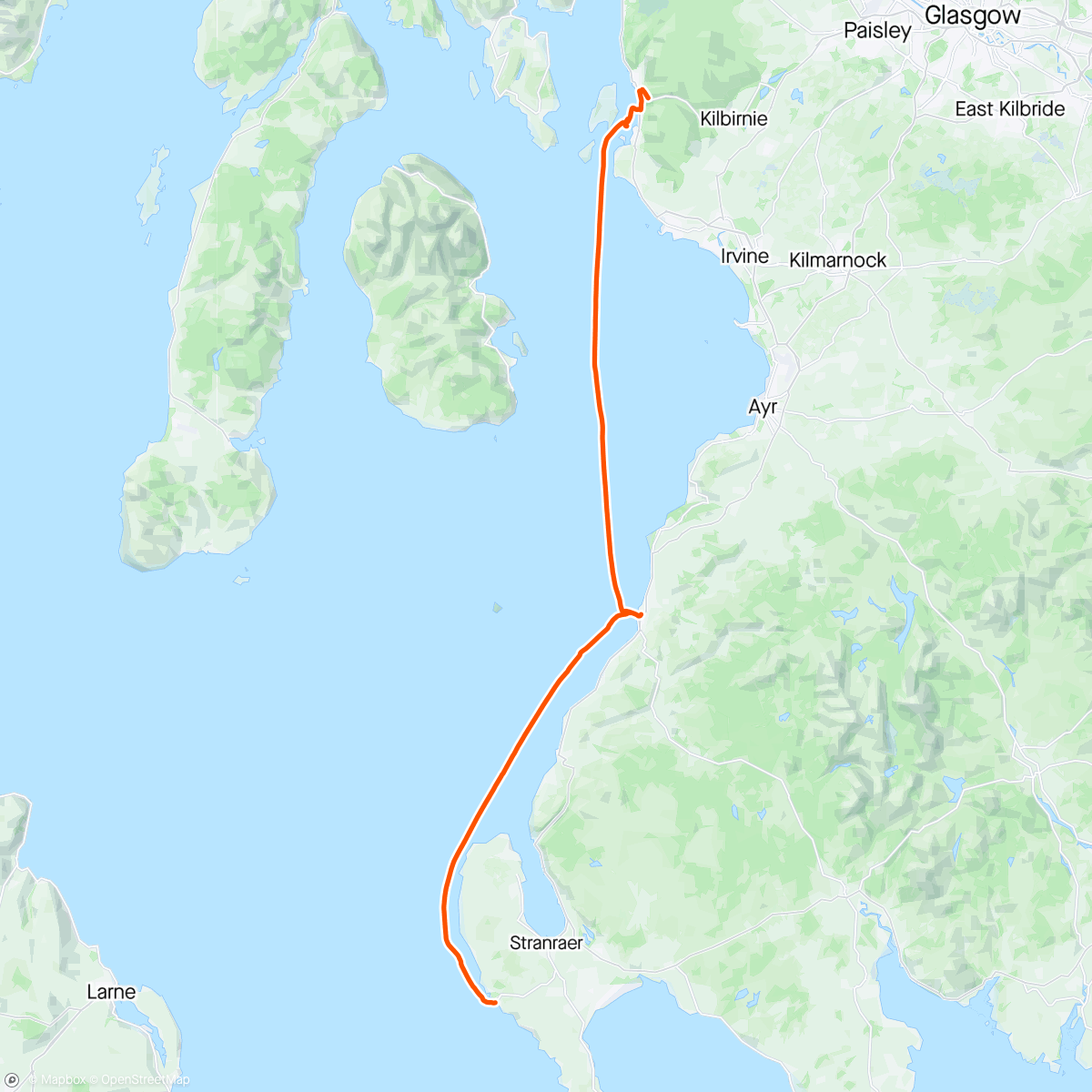 Map of the activity, Port Patrick to Largs