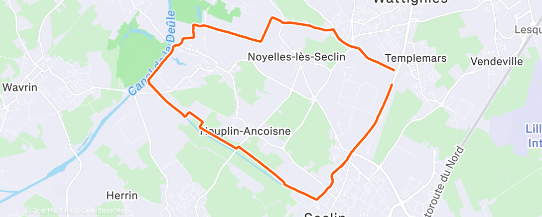 Map of the activity, Course à pied le midi