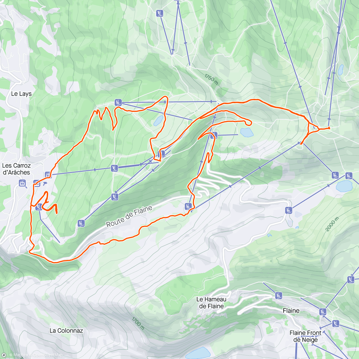 Mapa da atividade, Trail dans l'après-midi
